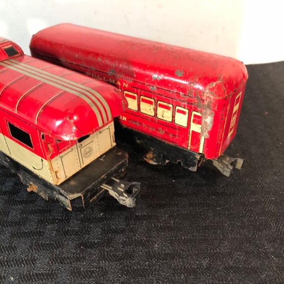 Set of 2 Marx Tin litho O gauge Pre war Train cars passenger and caboose - Picture 7 of 9